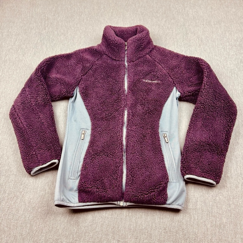 Columbia Jacket Womens Medium Purple Sherpa Fleece Full Zip Mock Neck Coat